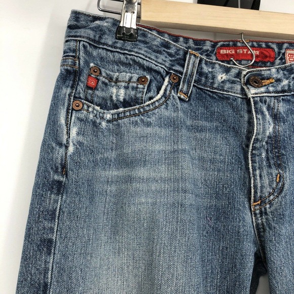 Big Star Size 30R Boot Cut Jeans Medium Wash Distressed Ripped 100% Cotton - Picture 3 of 12
